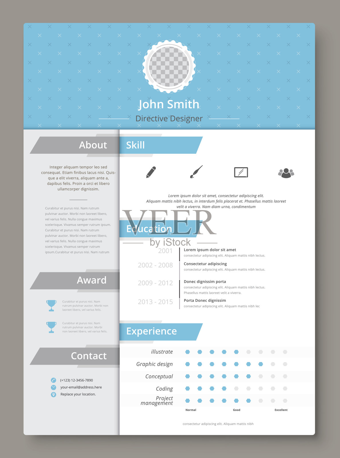 简历和cv矢量模板。很适合申请工作。插画图片素材