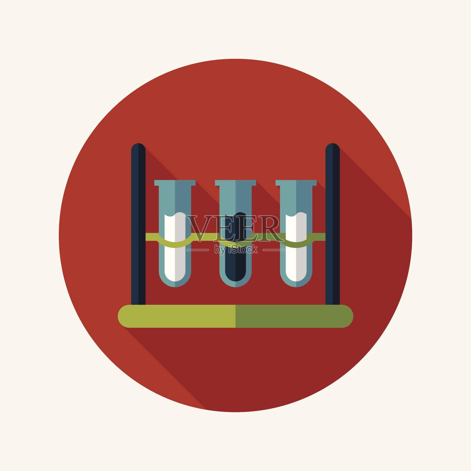 试管平面图标与长阴影插画图片素材