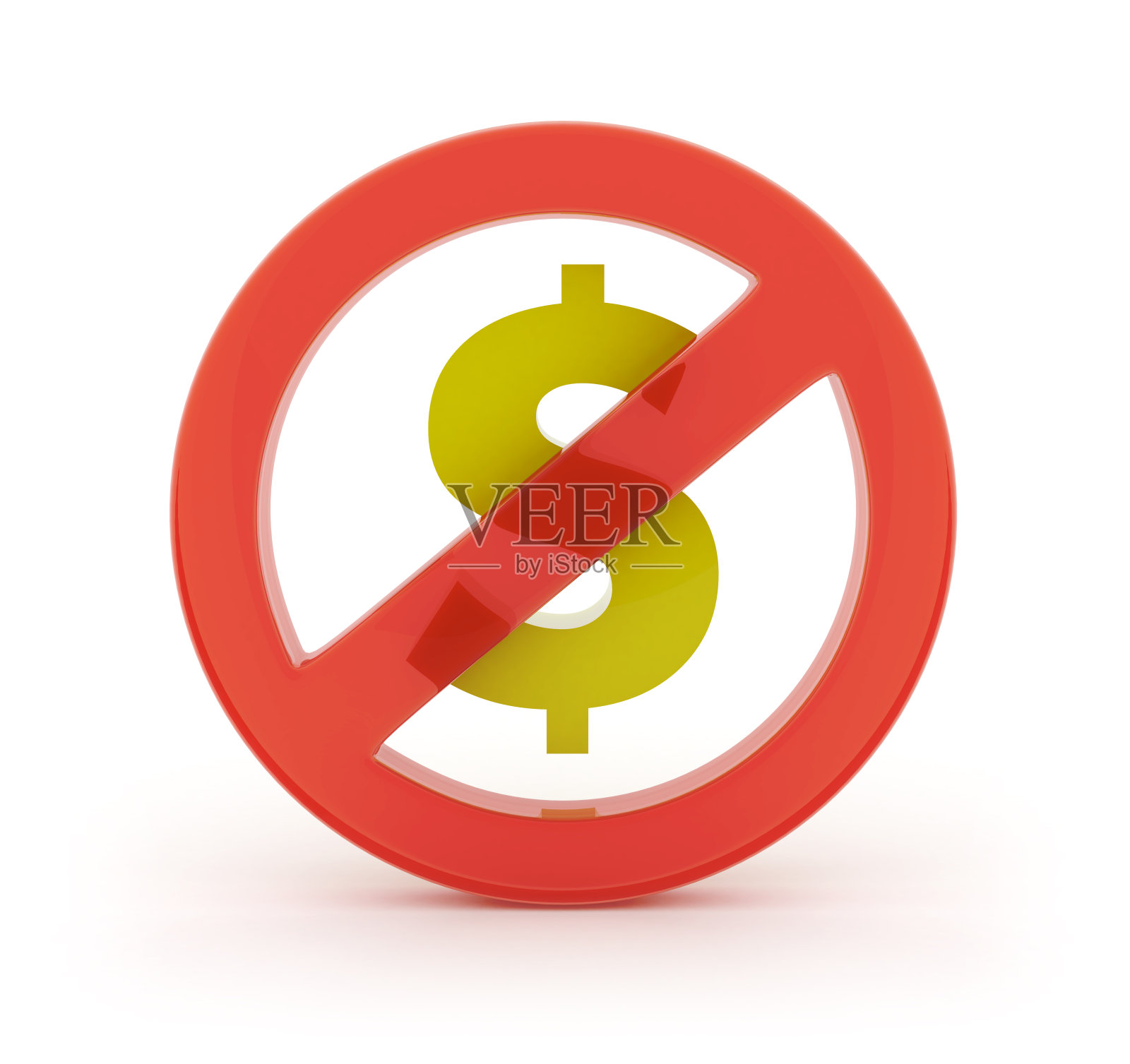 3D禁止符号与美元符号照片摄影图片