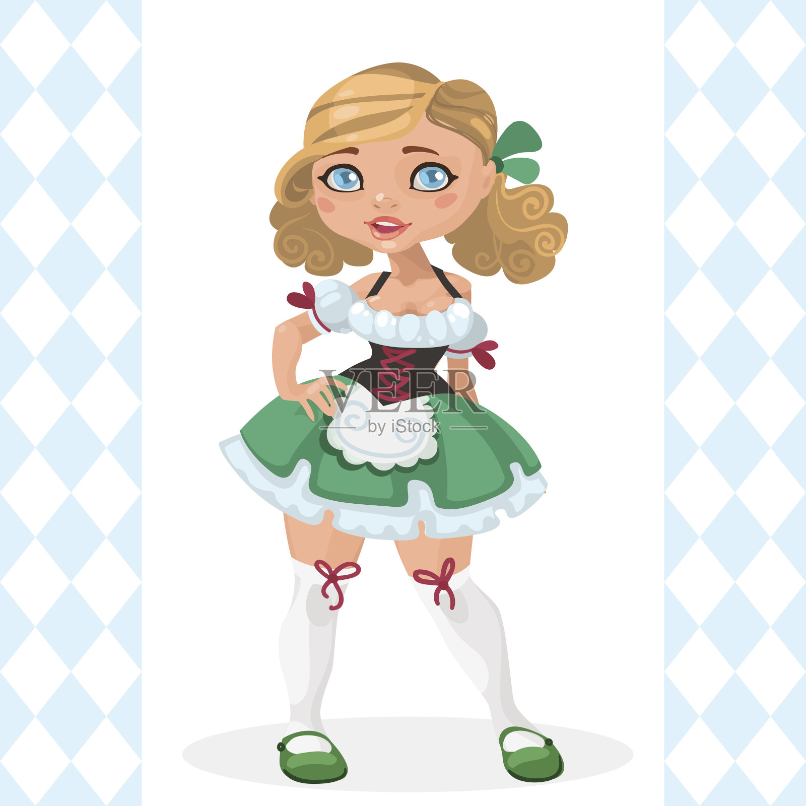 啤酒节：身着传统服饰的女孩设计元素图片