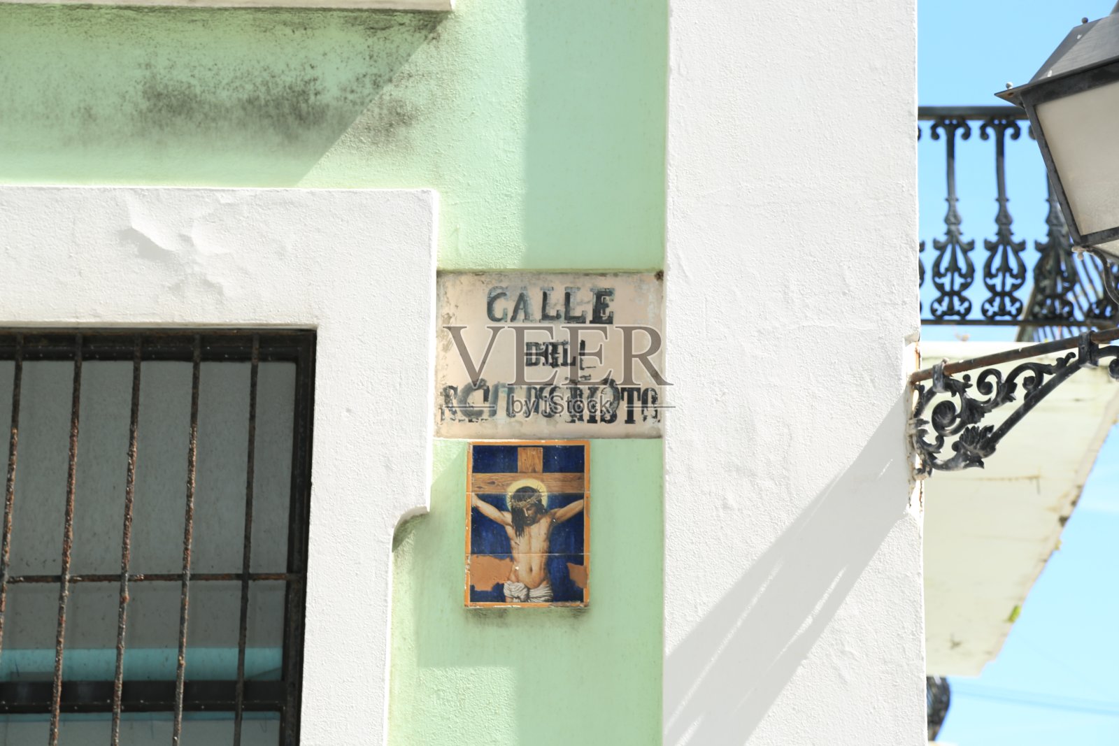 耶稣基督在波多黎各的华尔街上照片摄影图片