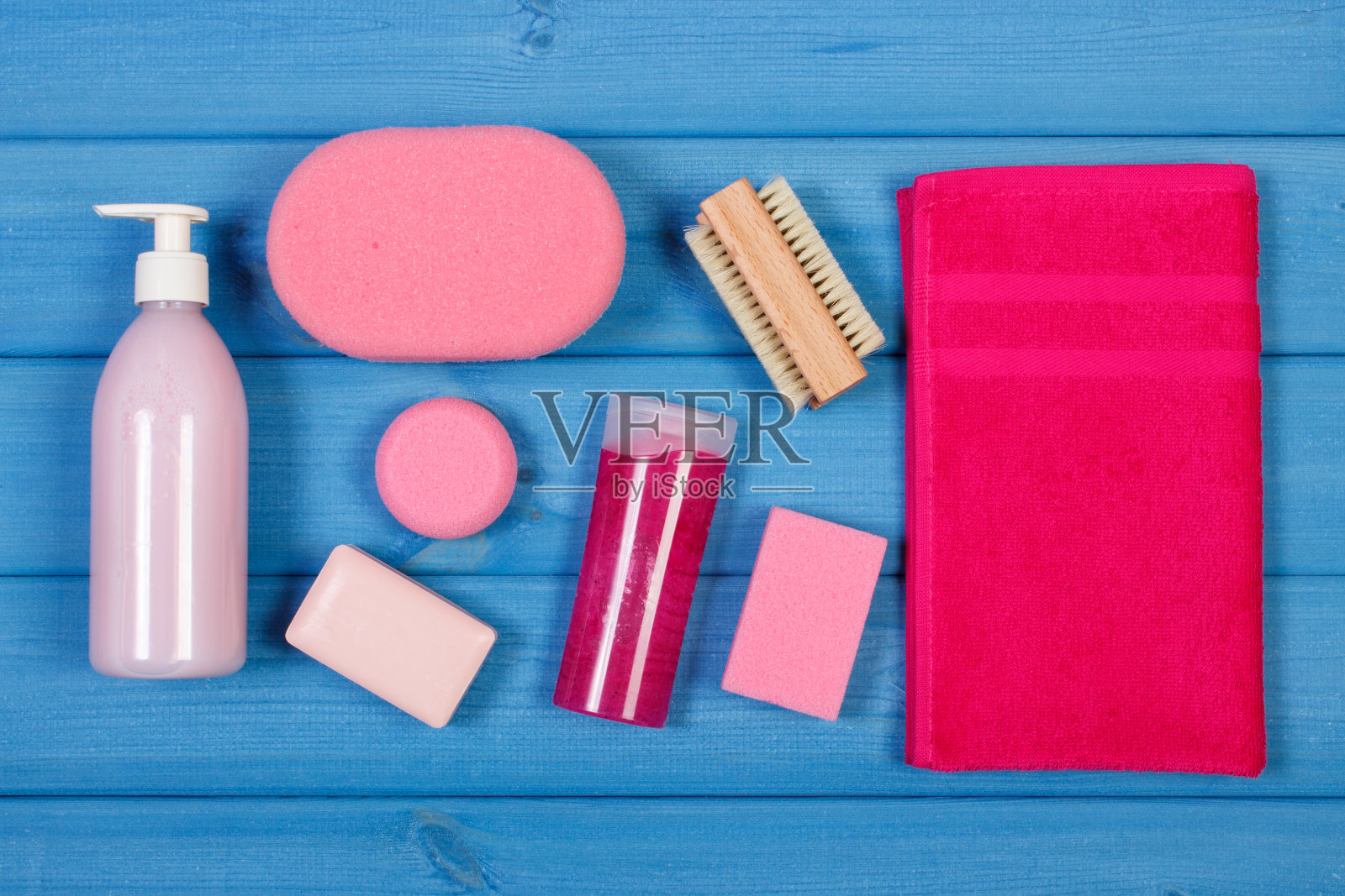 浴室个人卫生用品和化妆品，身体护理照片摄影图片