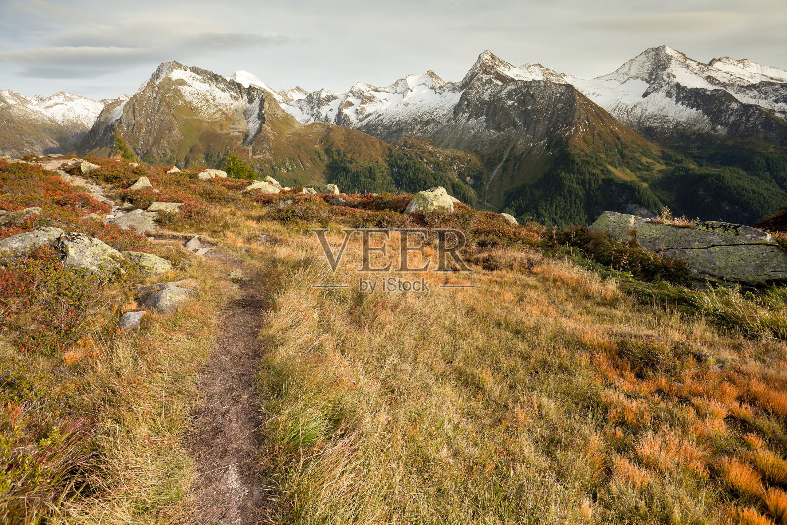 落在阿尔卑斯山上照片摄影图片