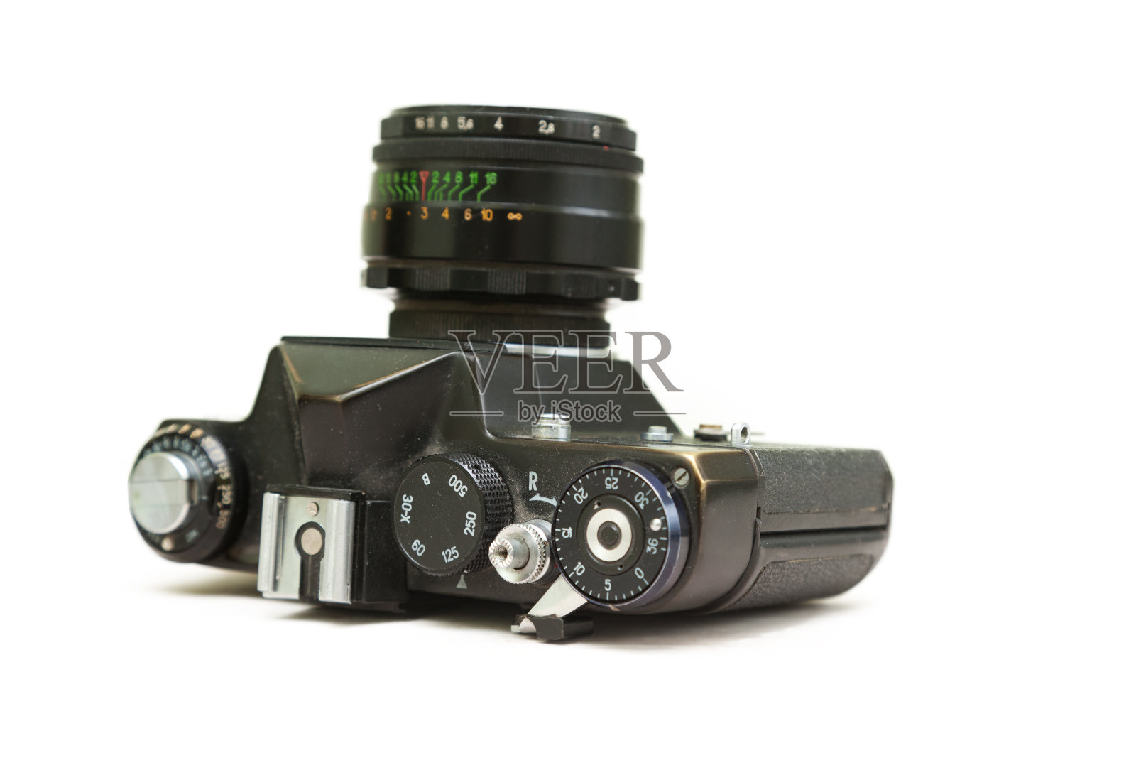 白色背景上的复古相机照片摄影图片