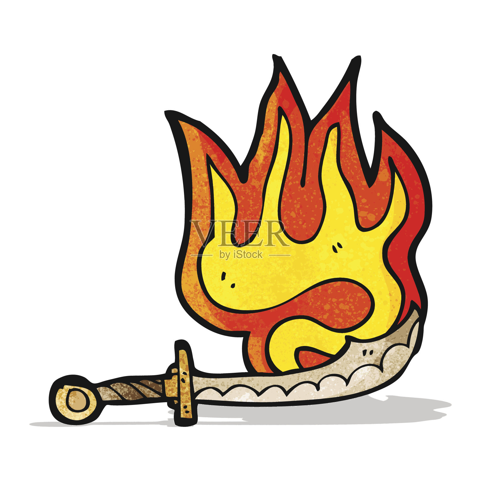 卡通燃烧的剑设计元素图片