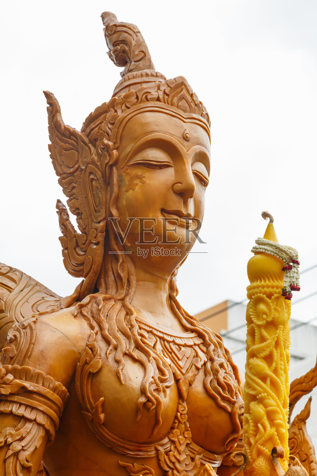 泰式蜡烛雕刻在传统的蜡烛游行节日。照片摄影图片