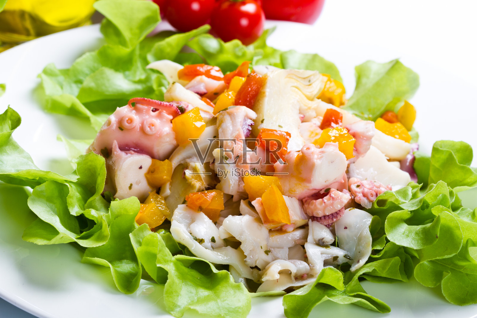 洋蓟章鱼沙拉照片摄影图片