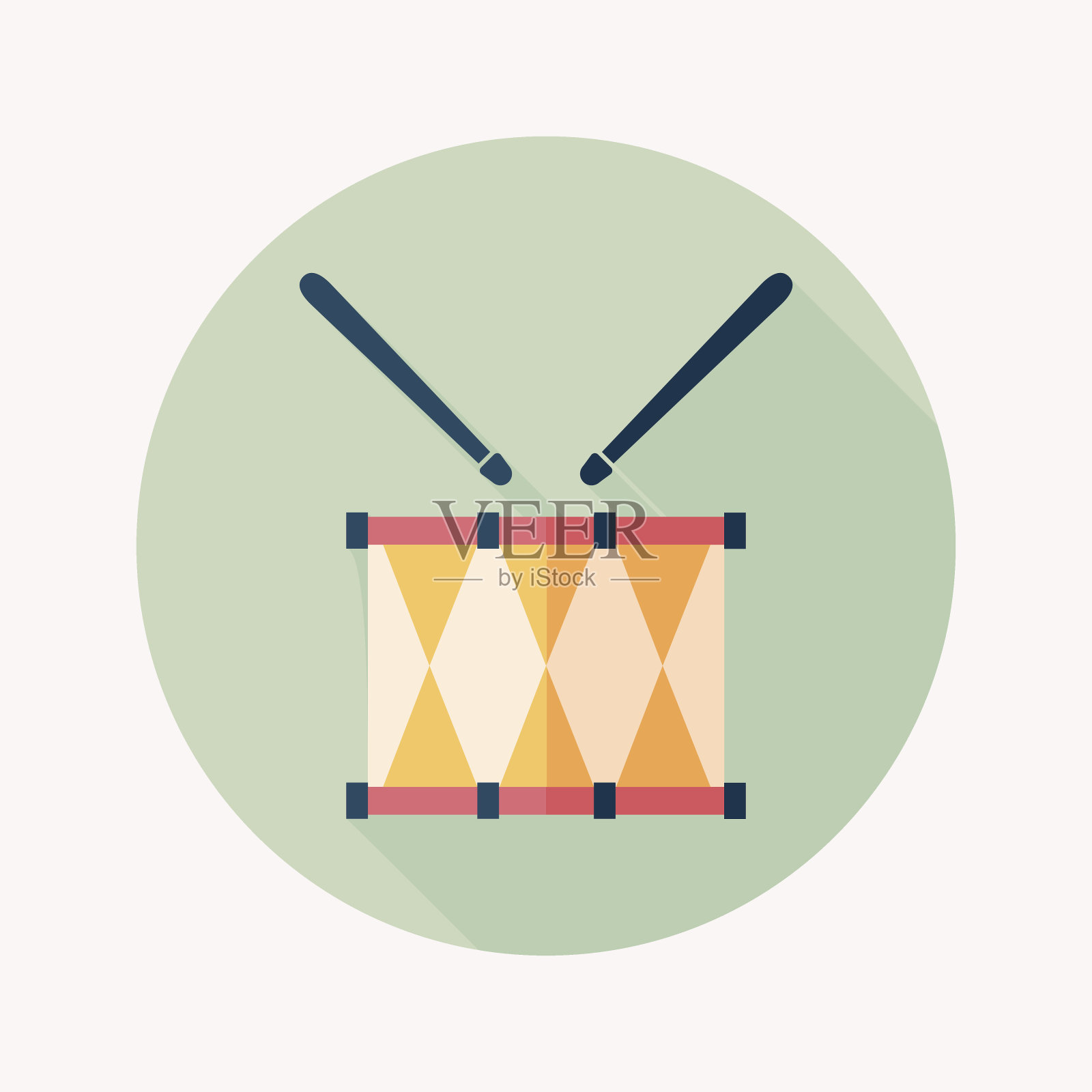 鼓平图标与长影子，eps10设计元素图片