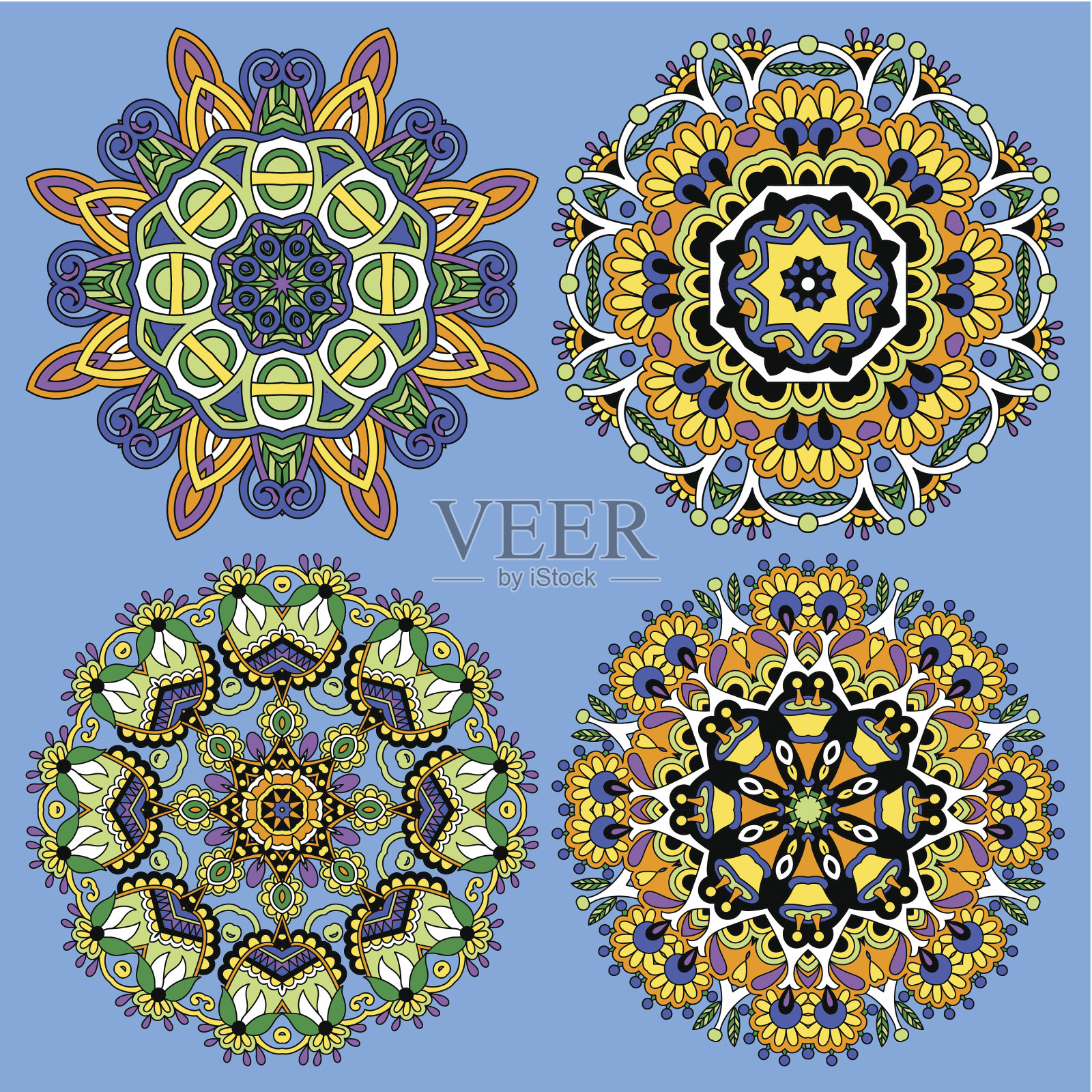 圆形点缀，装饰圆形花边系列插画图片素材