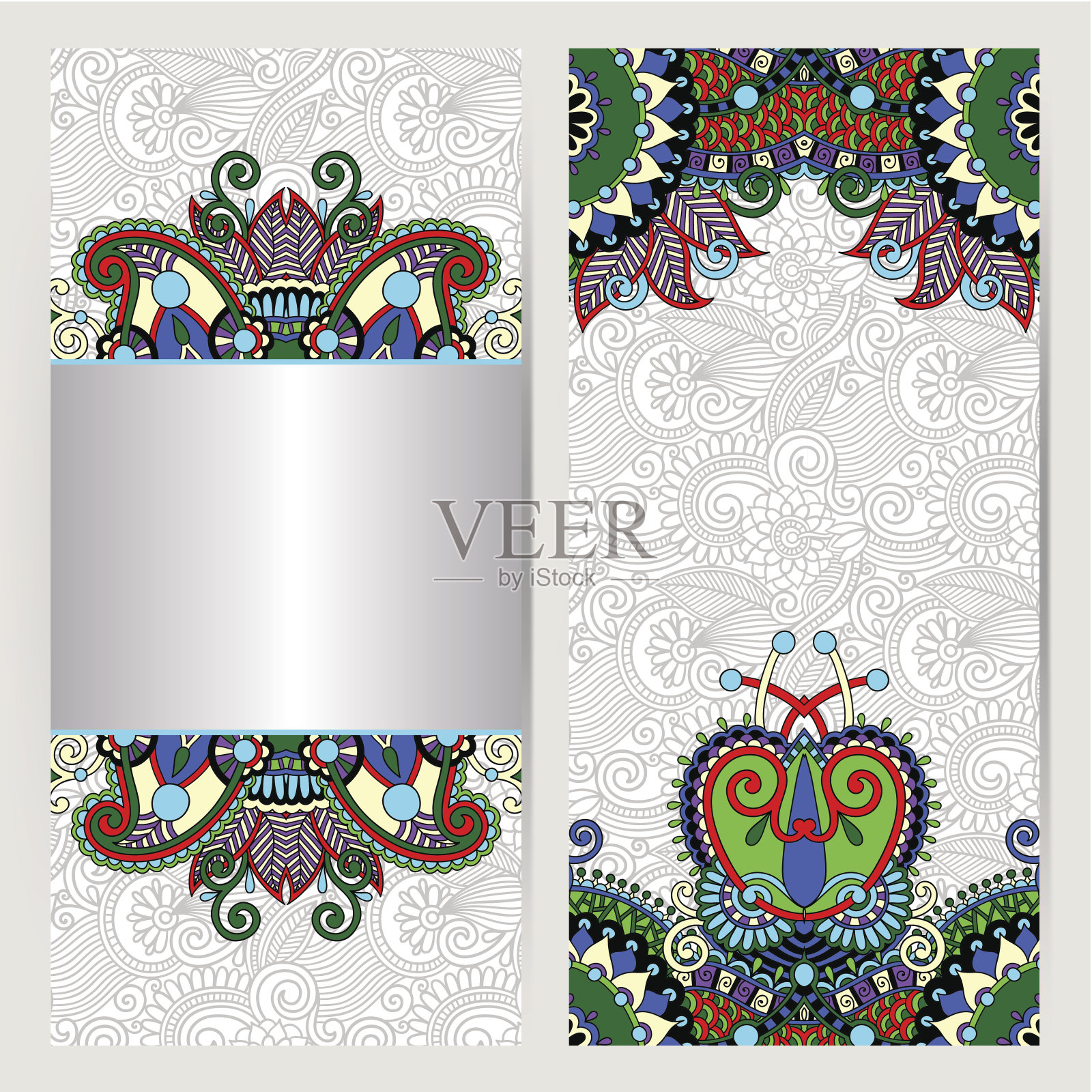 装饰标签卡的复古设计，民族图案插画图片素材