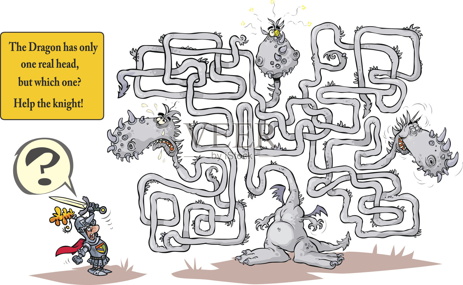 有趣的龙迷宫。插画图片素材