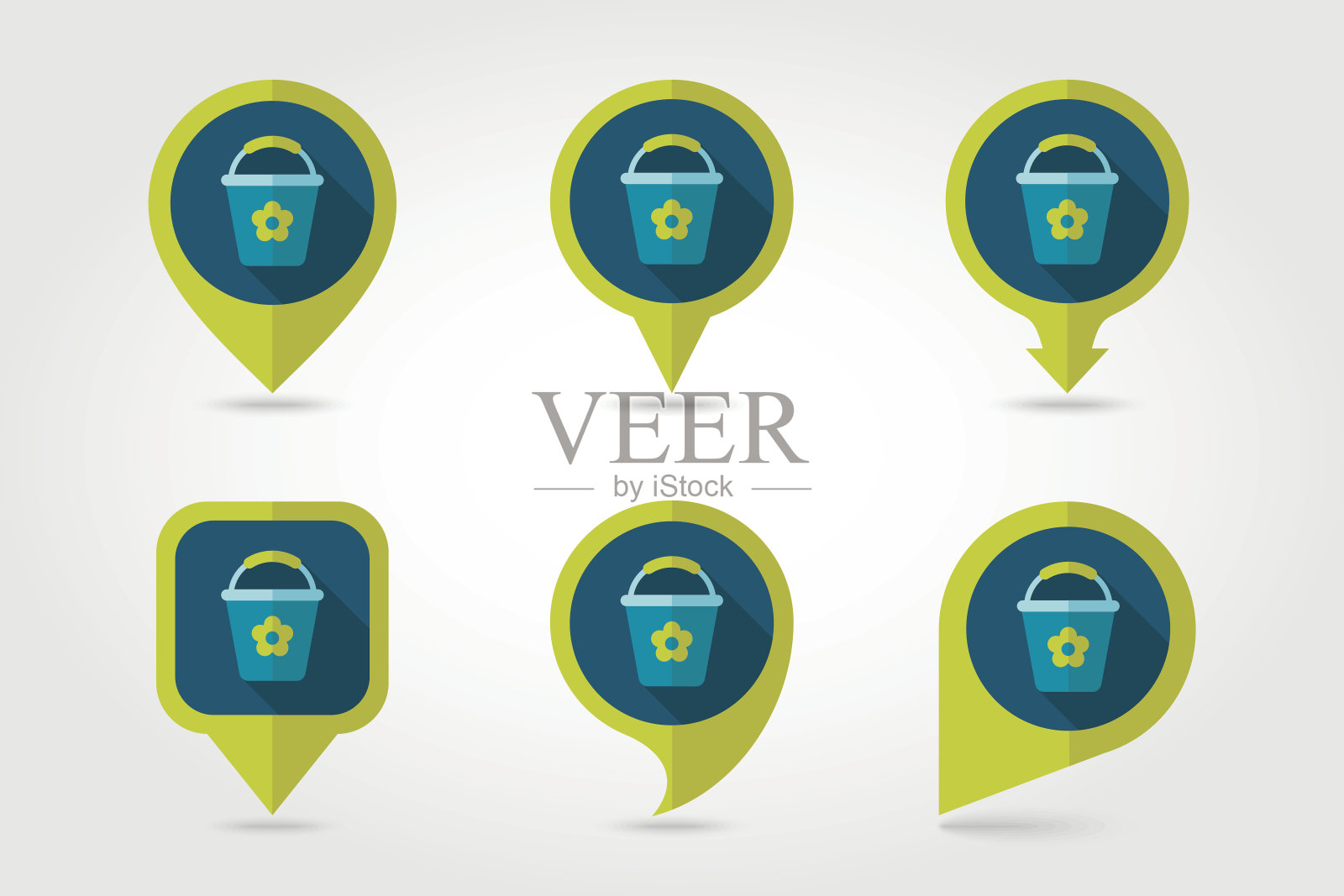 桶平面矢量引脚地图图标图标素材