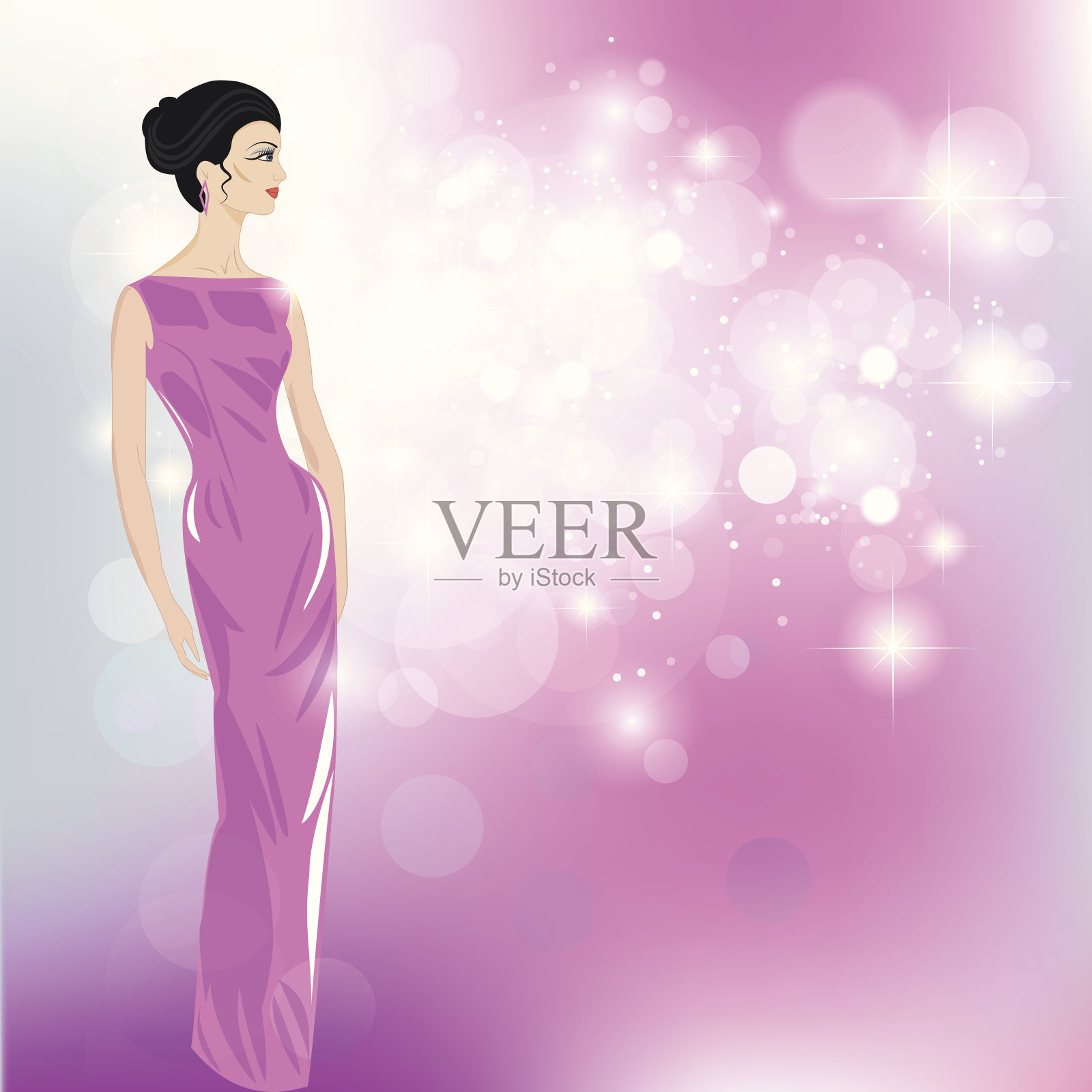 穿着晚礼服的女人-插图插画图片素材