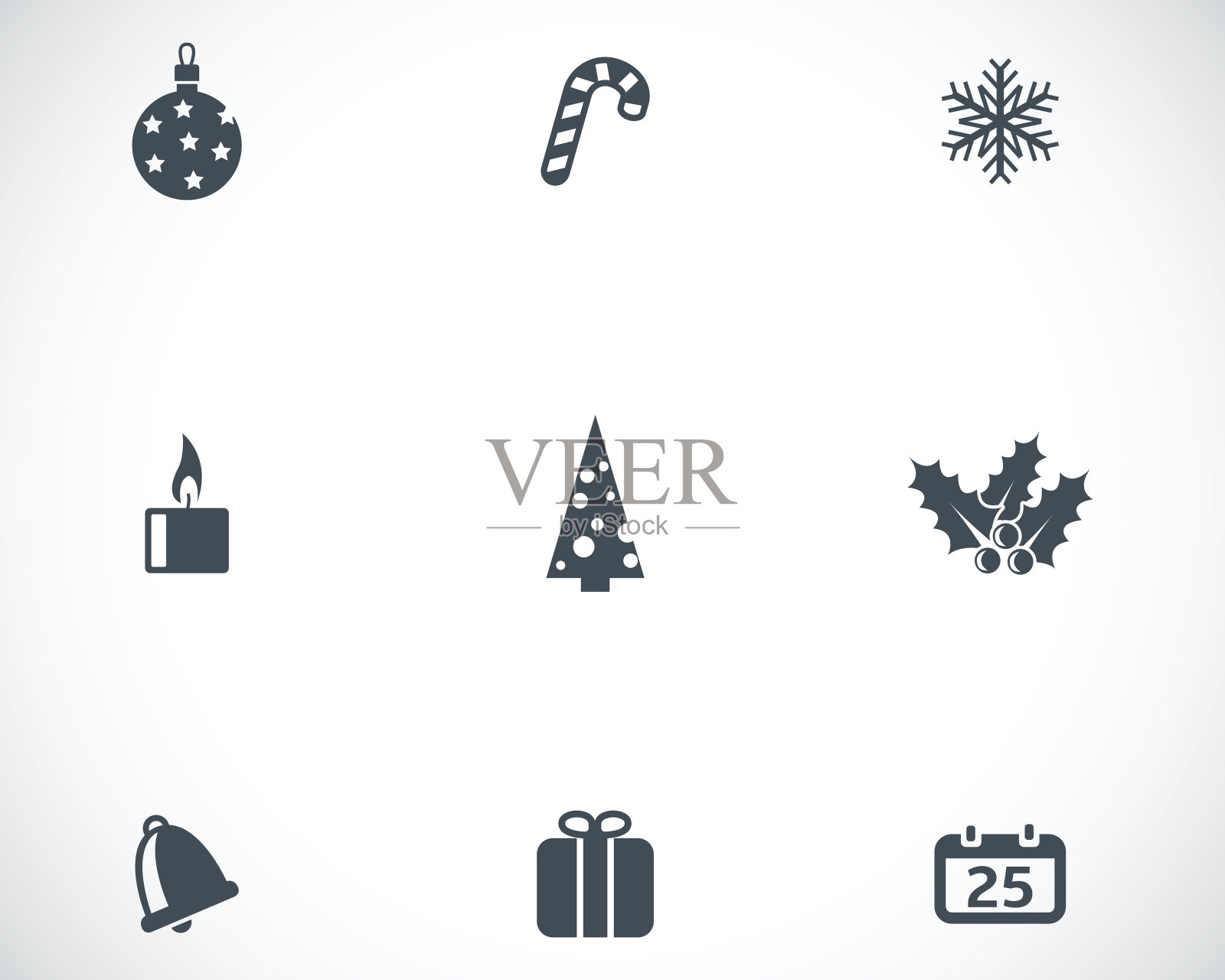 向量黑色圣诞图标集图标素材