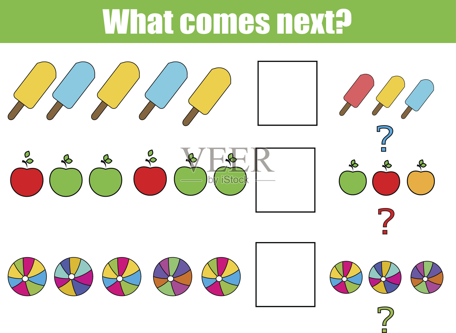 接下来是什么教育儿童的游戏。Сontinue行插画图片素材