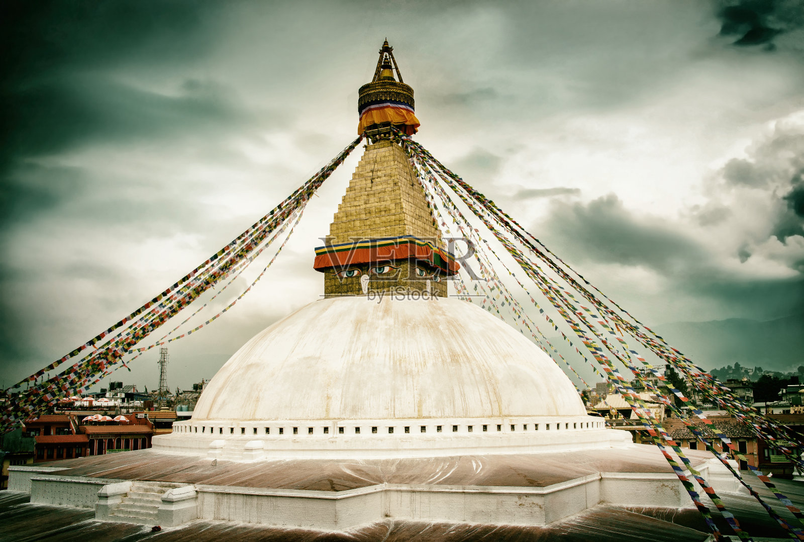 尼泊尔加德满都的博德纳斯塔照片摄影图片