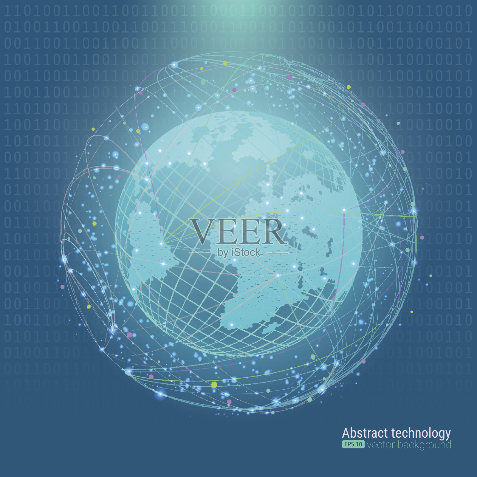 技术的地球。抽象的矢量图。插画图片素材