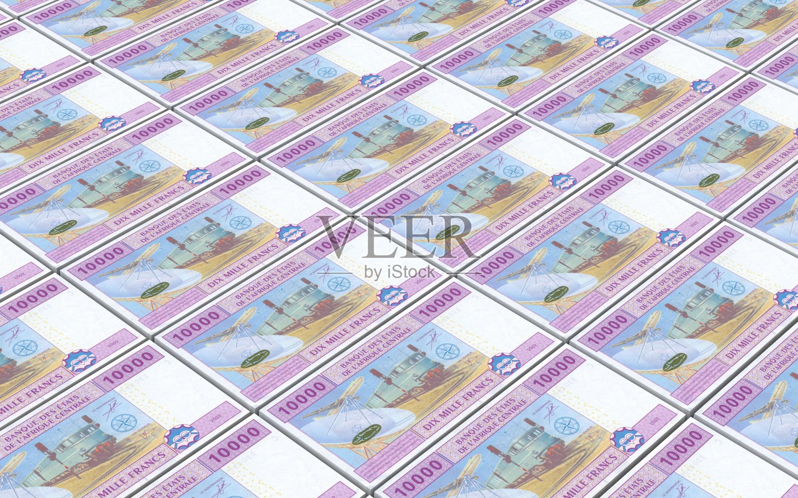 中非CFA法郎账单堆积的背景。照片摄影图片