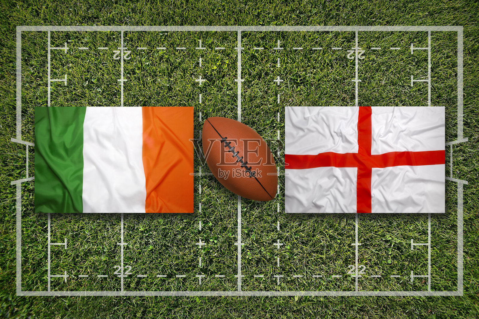 爱尔兰和苏格兰  橄榄球场上爱尔兰vs英格兰的旗帜照片摄影图片