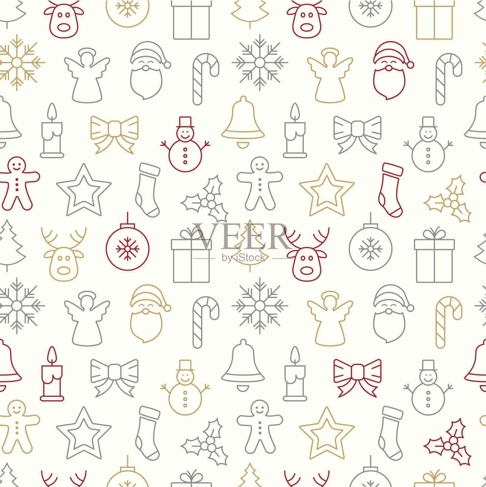 圣诞节无缝图案图标背景插画图片素材