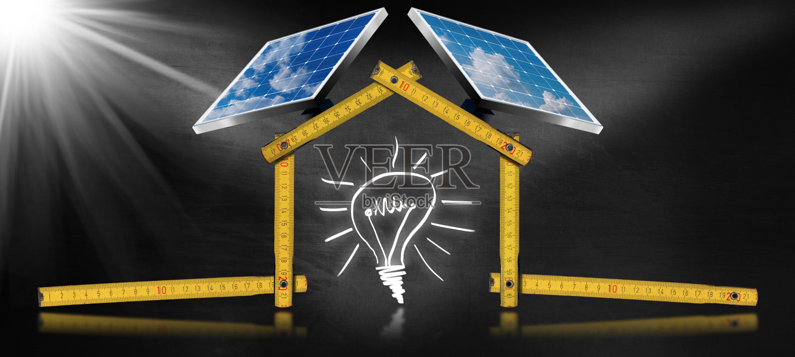 太阳能板生态住宅项目照片摄影图片