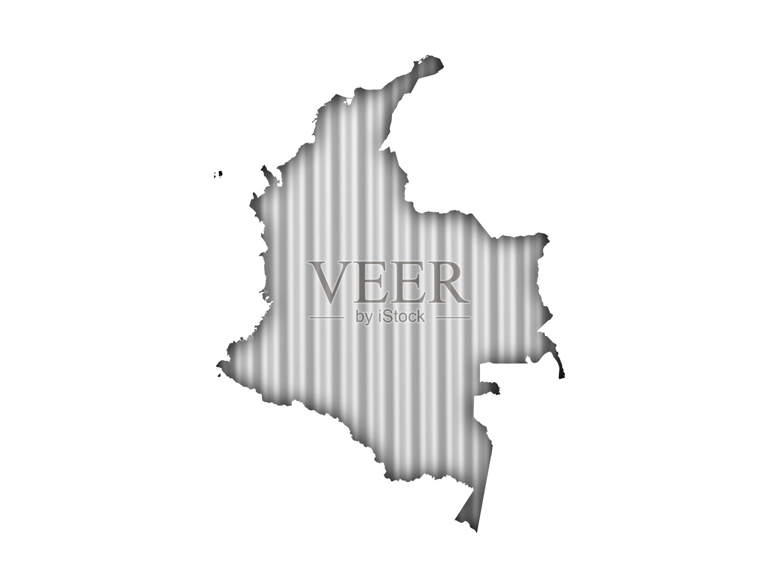 波形铁上的哥伦比亚地图照片摄影图片