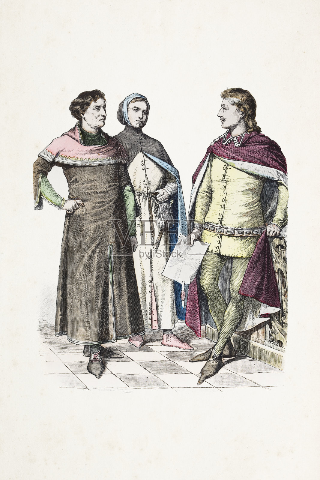 14世纪的英国推销员插画图片素材