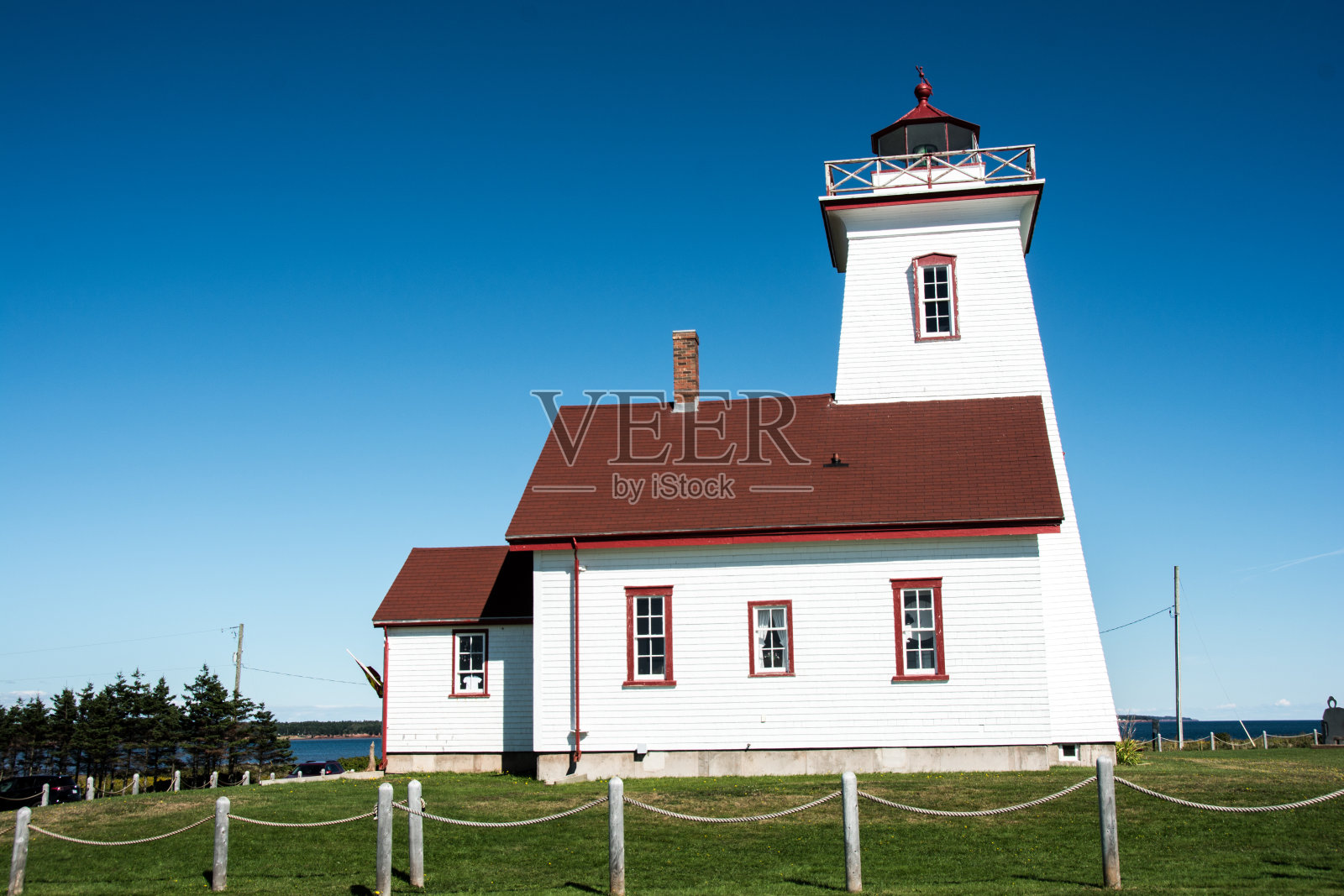 伍德群岛省级公园灯塔在爱德华王子岛照片摄影图片