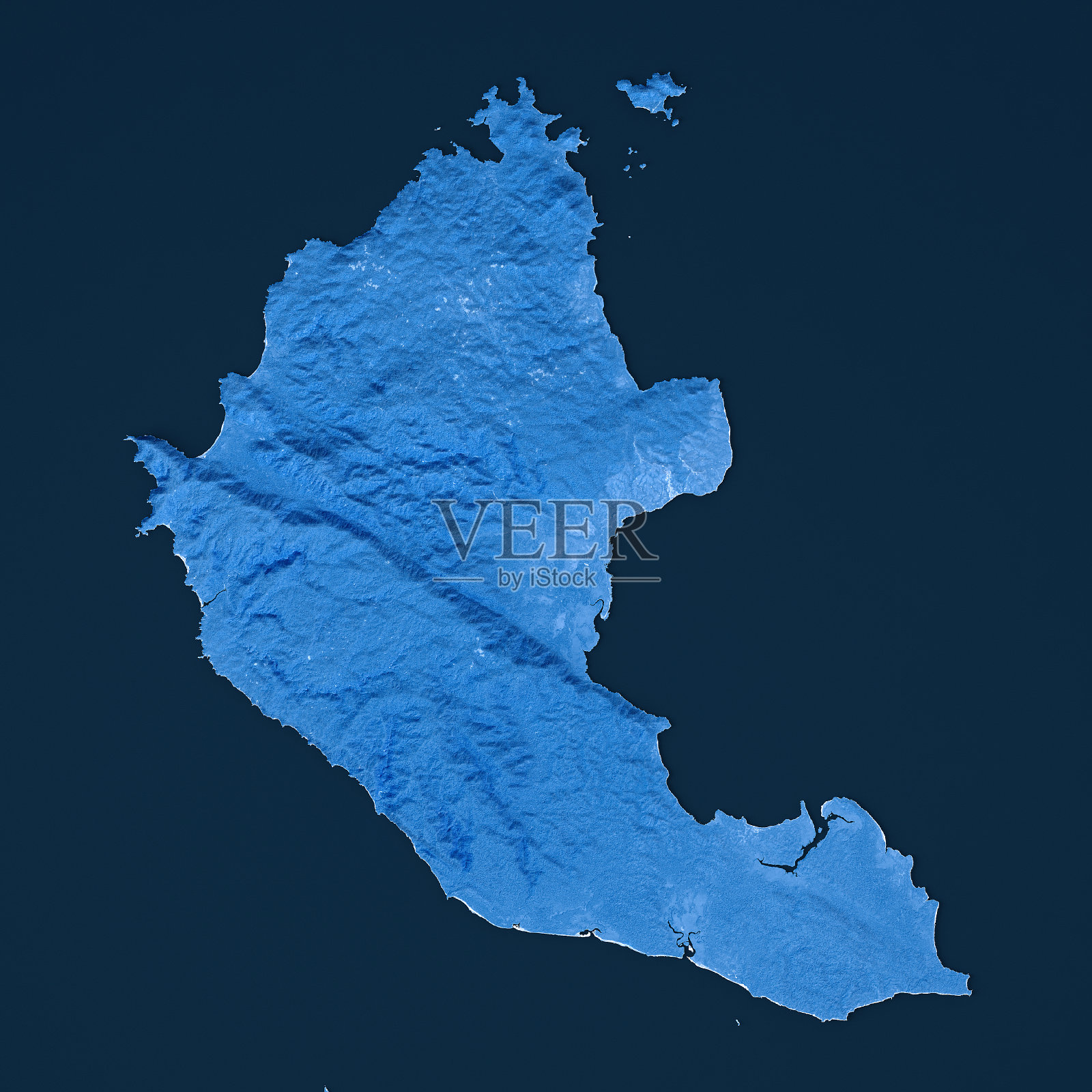 科伊巴岛地形图蓝色俯视图照片摄影图片