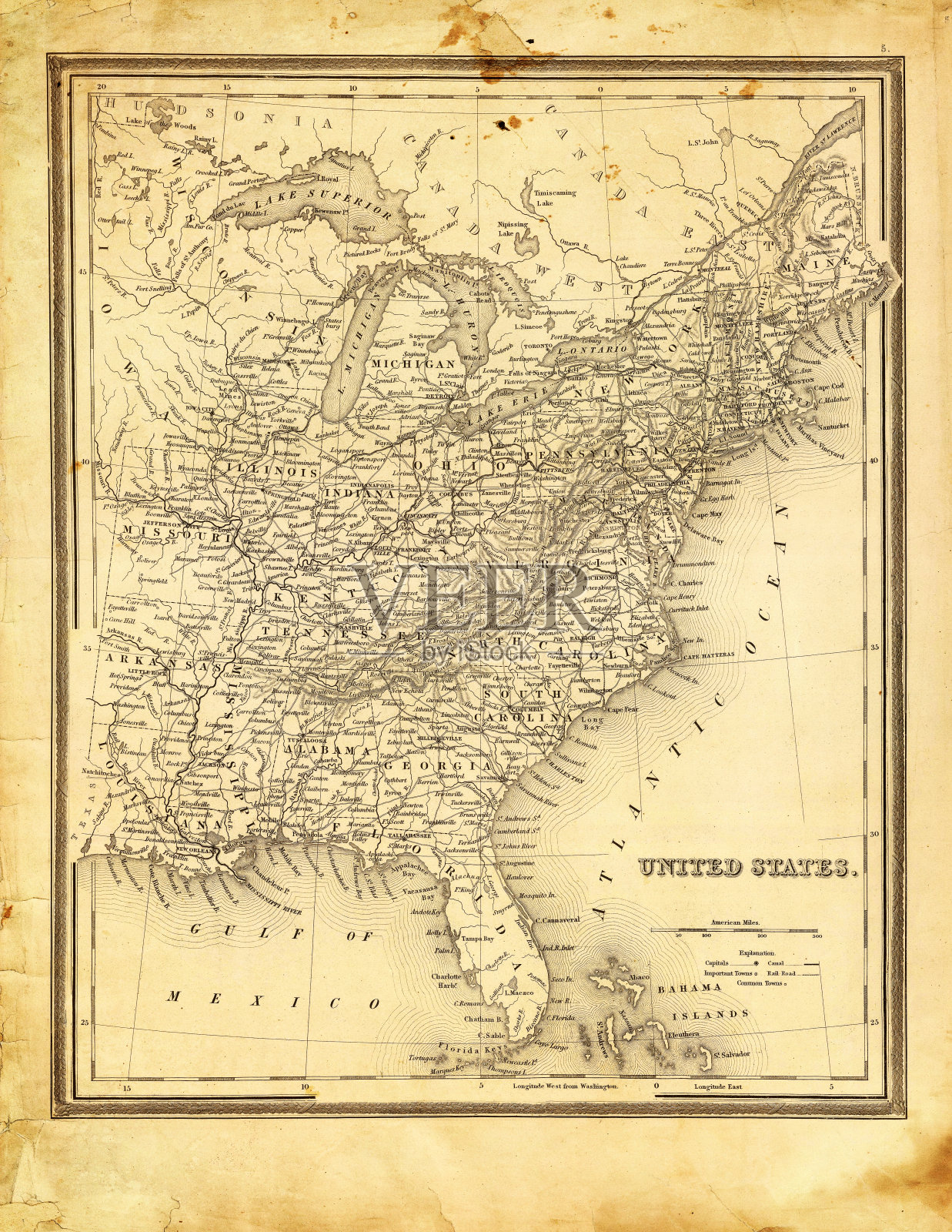 美国地图1846年插画图片素材