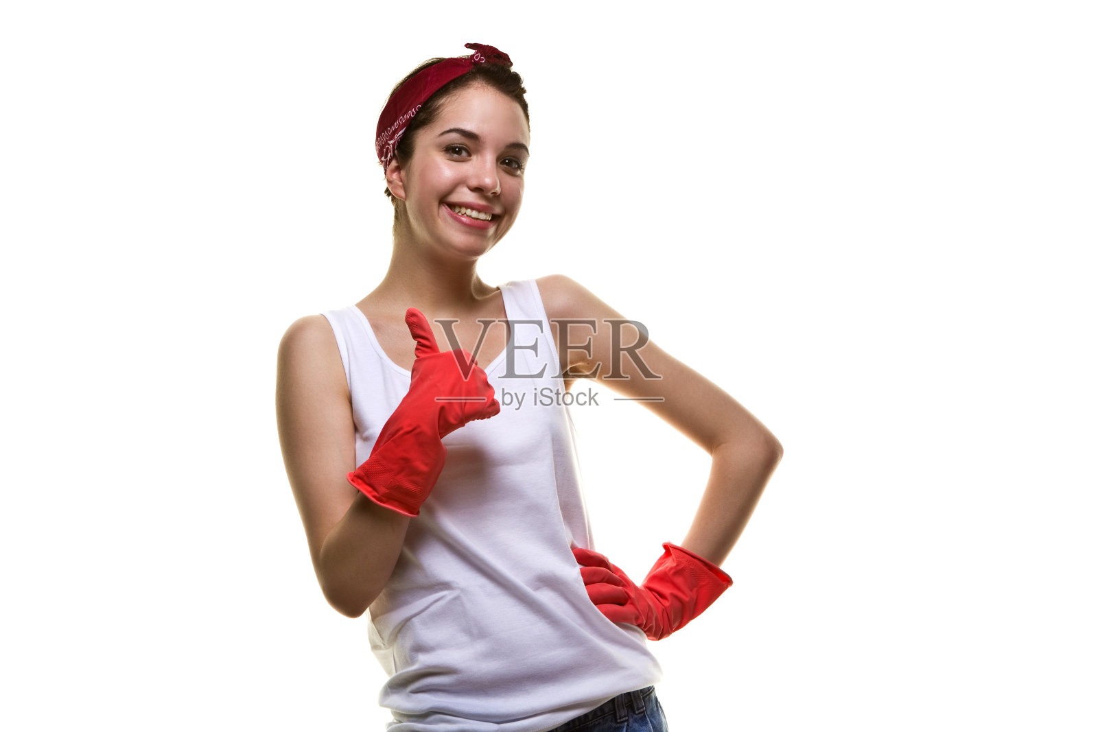 清洁房间的女保洁员照片摄影图片