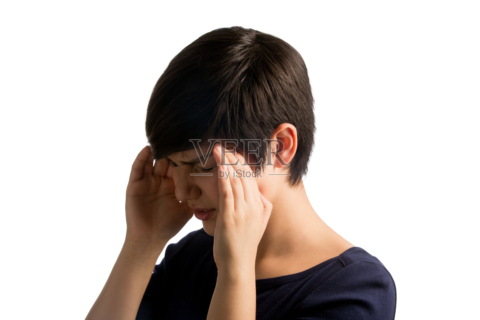 头痛的少女特写照片摄影图片