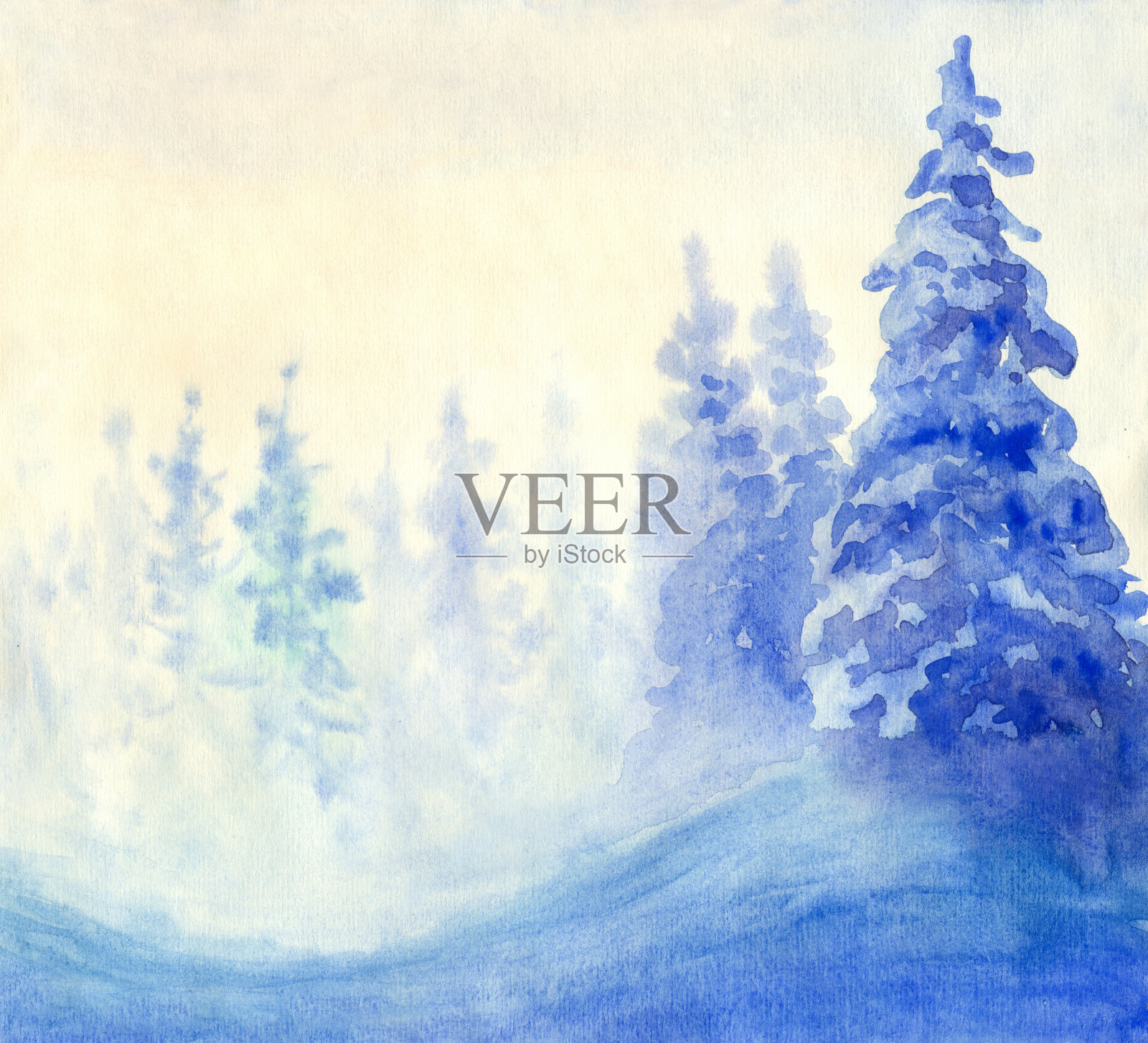 蓝色的冬天插画图片素材