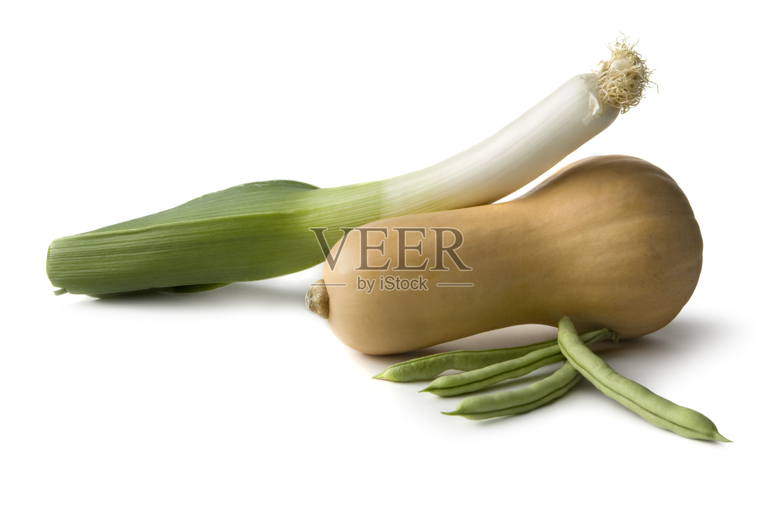 蔬菜:冬南瓜，韭菜和青豆照片摄影图片