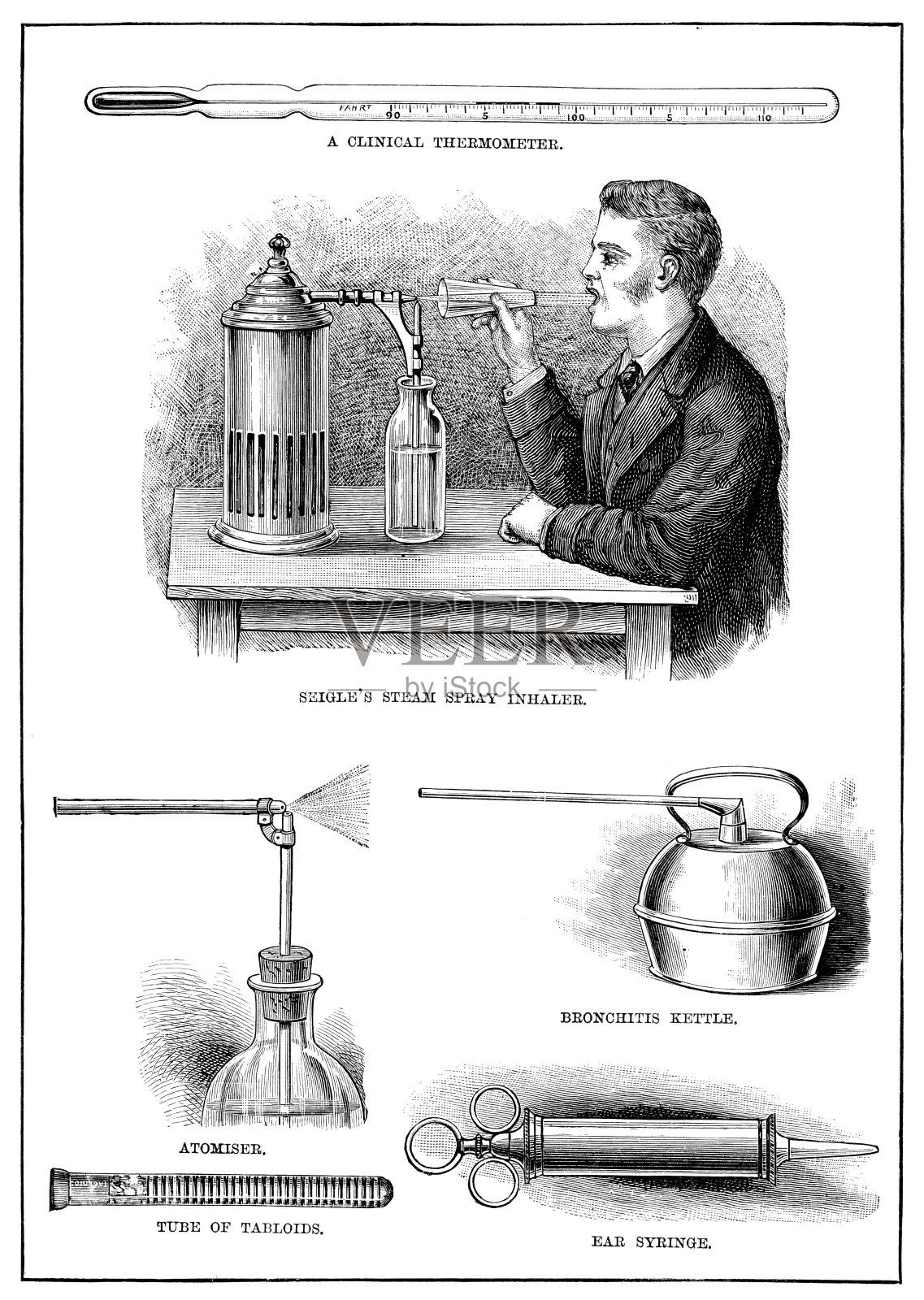 维多利亚时代的医疗设备插画图片素材