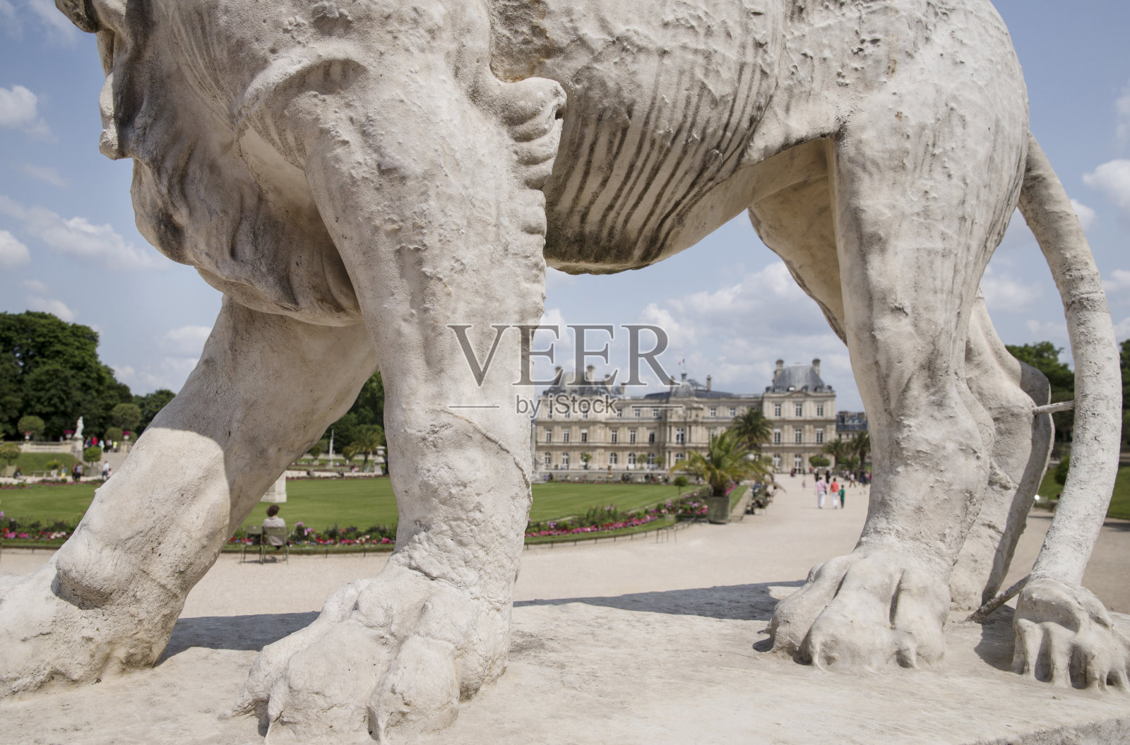 巴黎的卢森堡花园狮子照片摄影图片