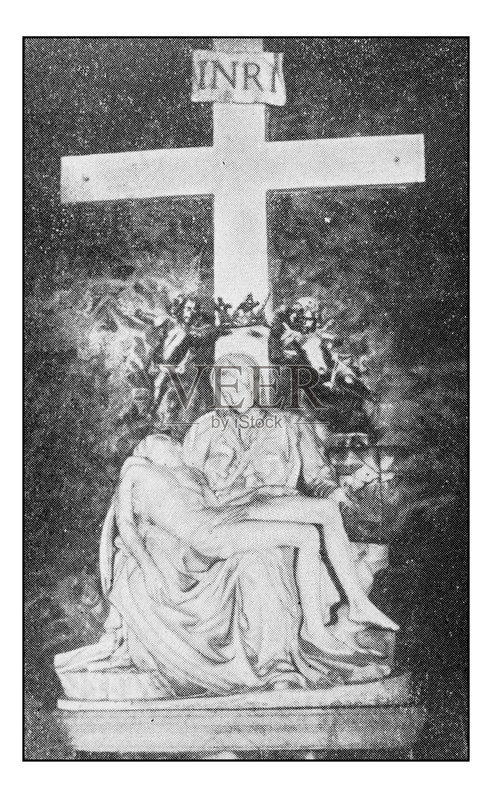 意大利罗马米开朗基罗的《圣殇》老式点印照片照片摄影图片