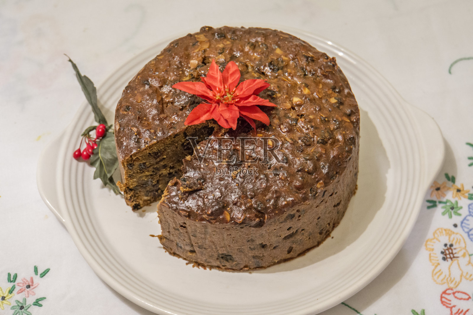 圣诞水果蛋糕照片摄影图片