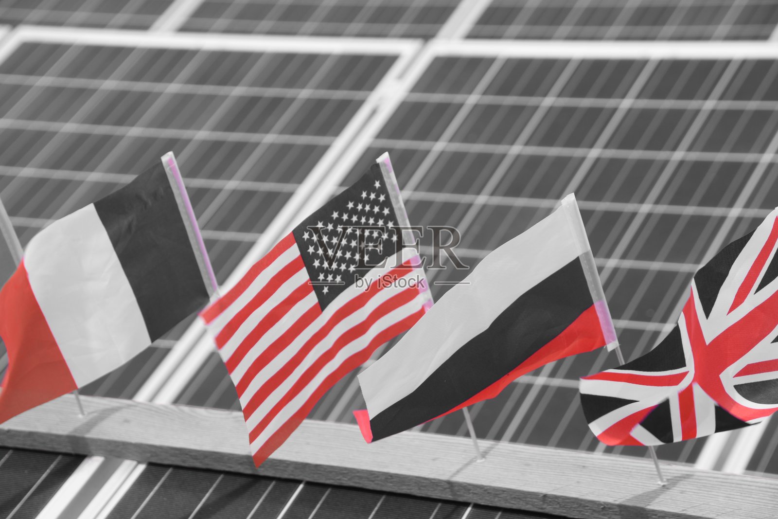 一组国际国旗排成一行照片摄影图片