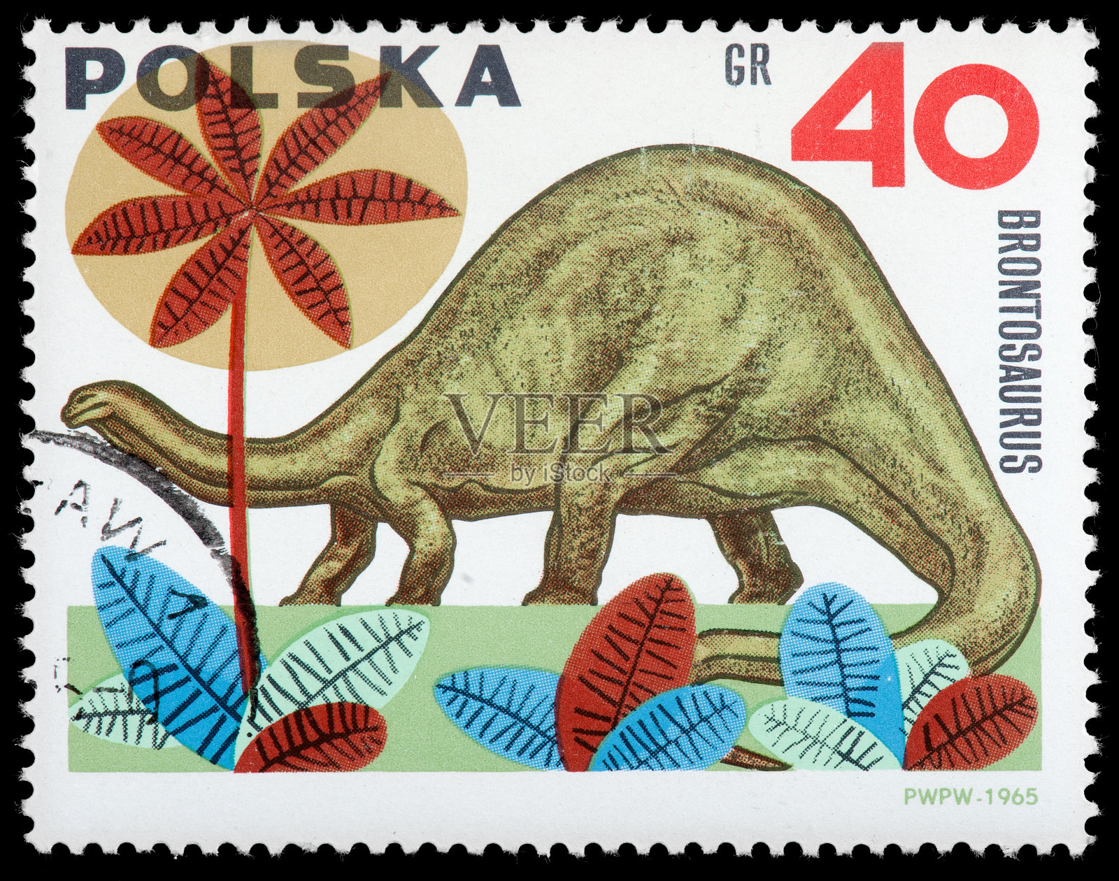 雷龙恐龙邮票插画图片素材