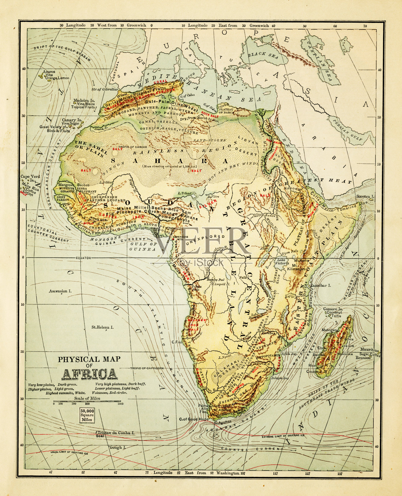 古老的非洲地图插画图片素材