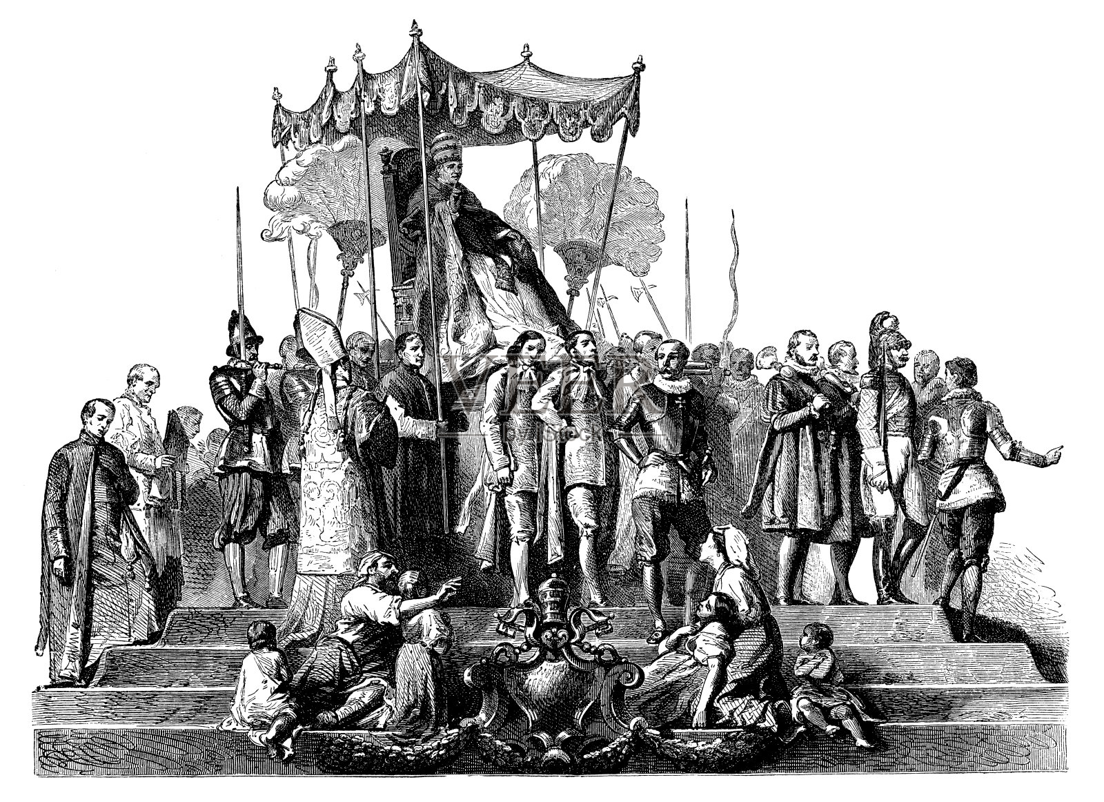 教皇庇护九世的古董插图插画图片素材