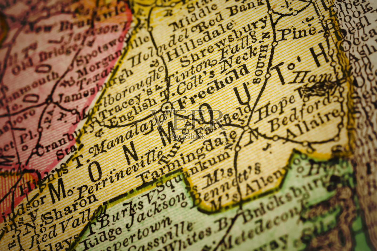 蒙茅斯，新泽西县地图照片摄影图片