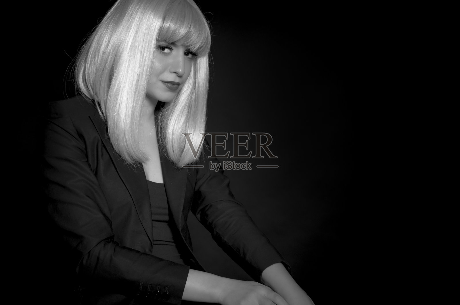 黑色和白色的华丽复古女人照片摄影图片