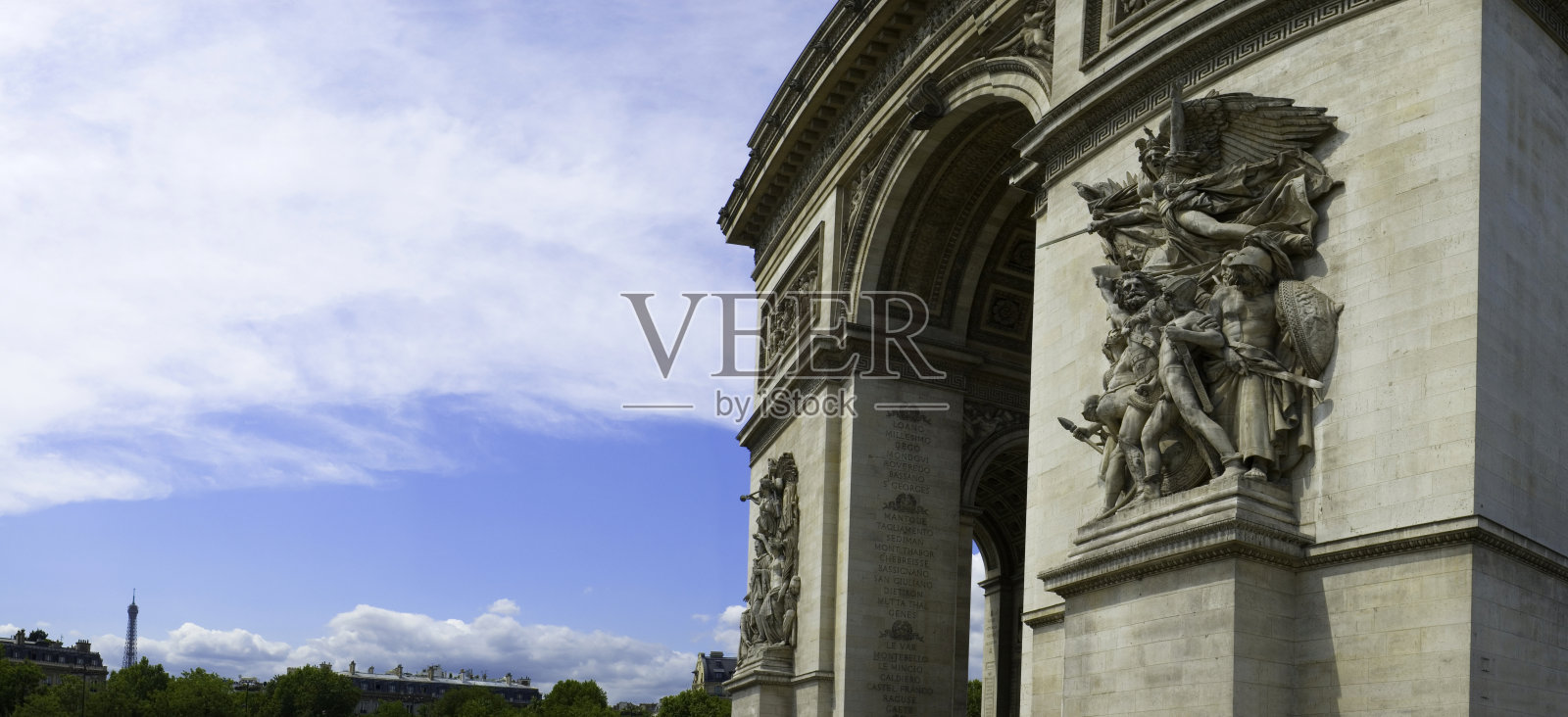 凯旋门和埃菲尔铁塔照片摄影图片