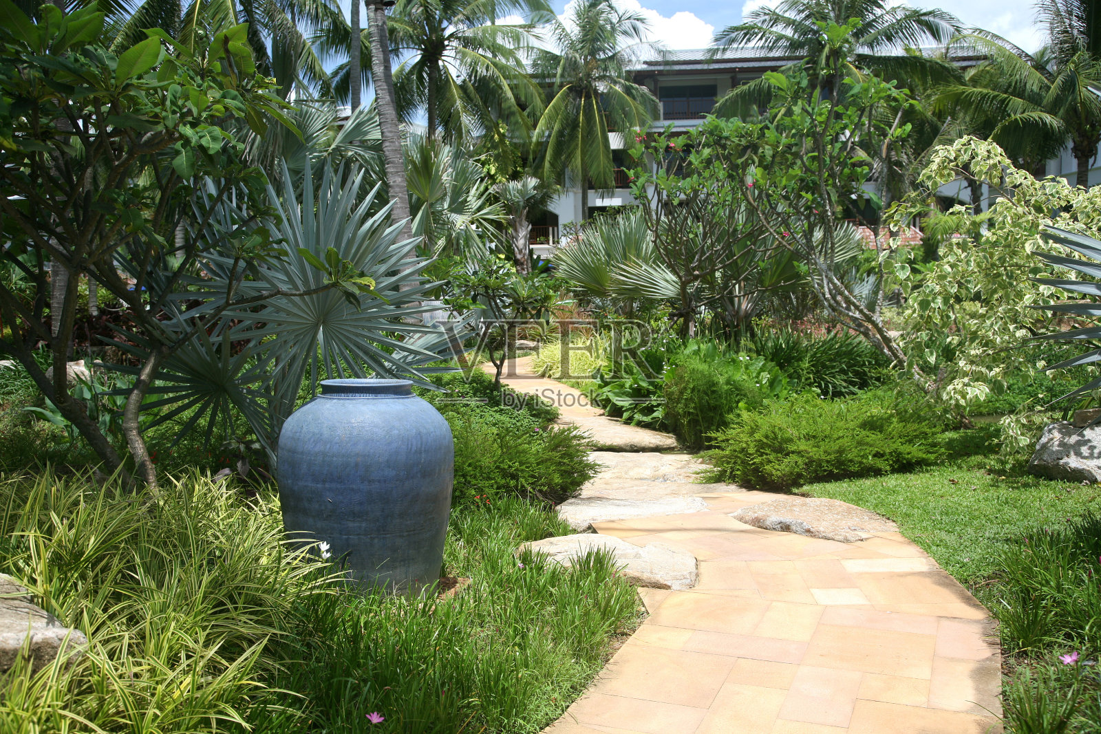 酒店花园的人行道照片摄影图片