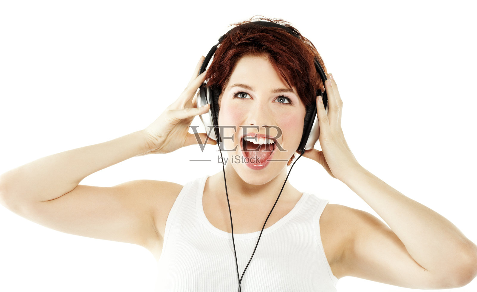 女孩和音乐照片摄影图片