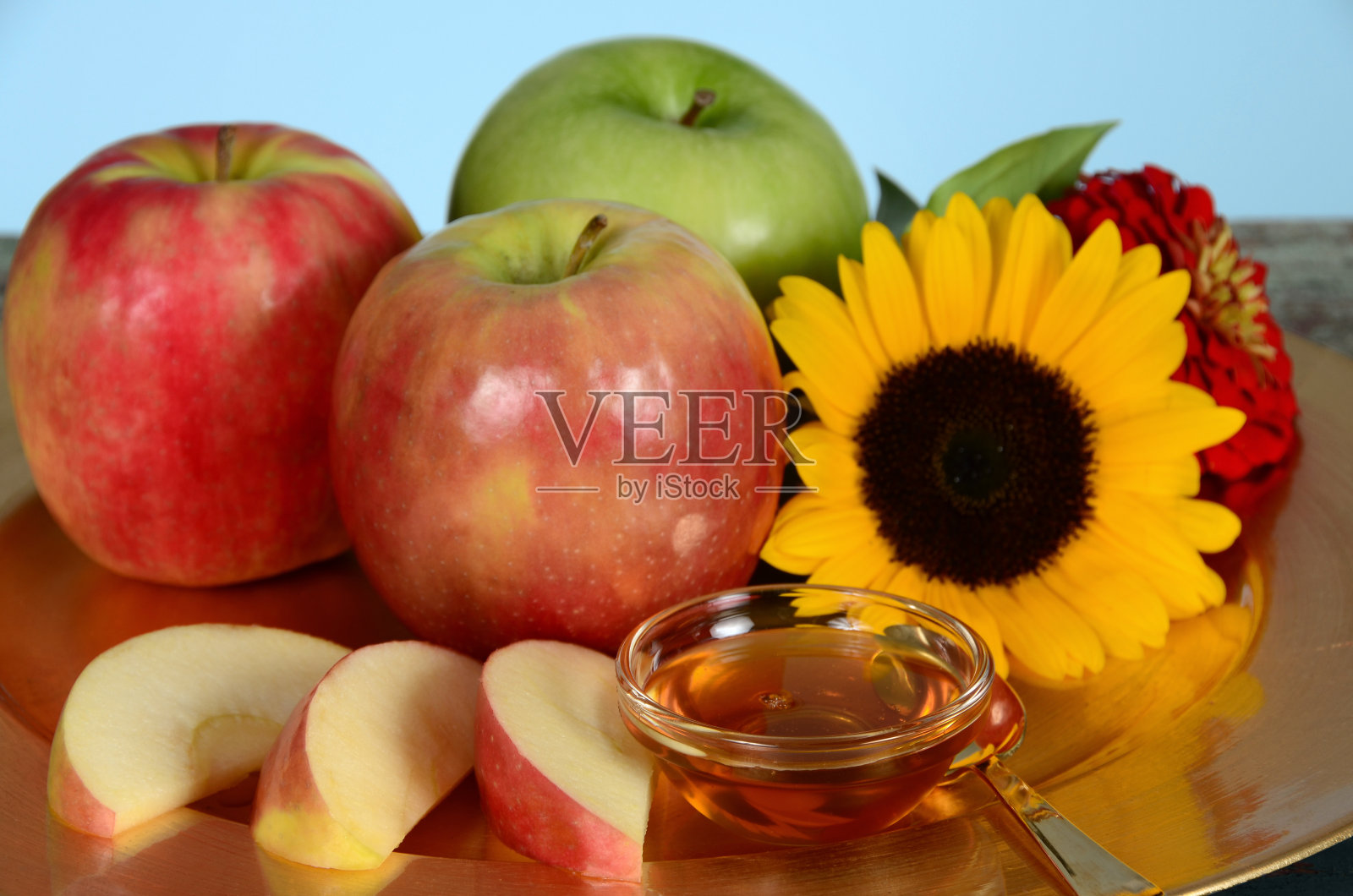 犹太新年的苹果和蜂蜜照片摄影图片