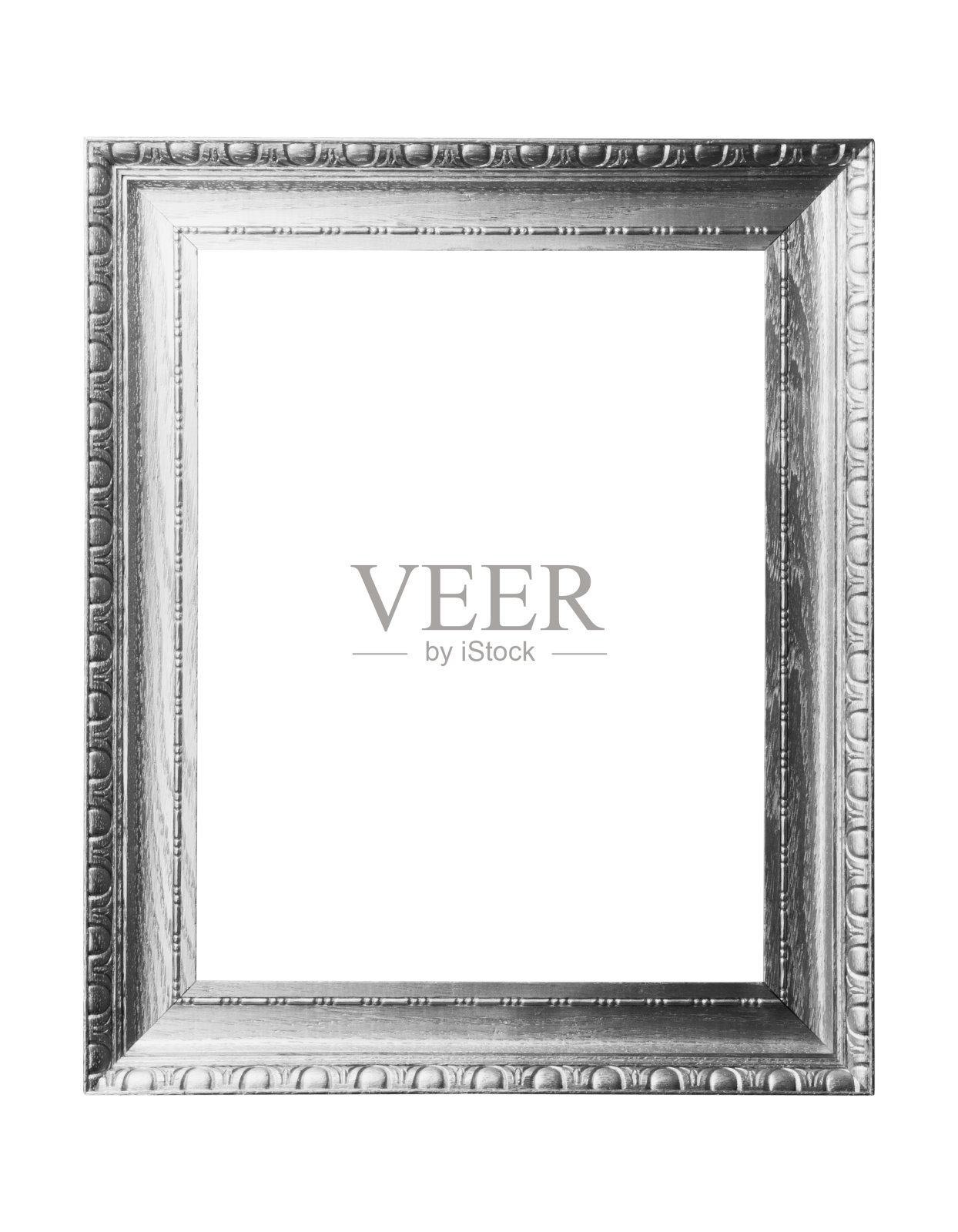 银色照片亭相框孤立在白色照片摄影图片