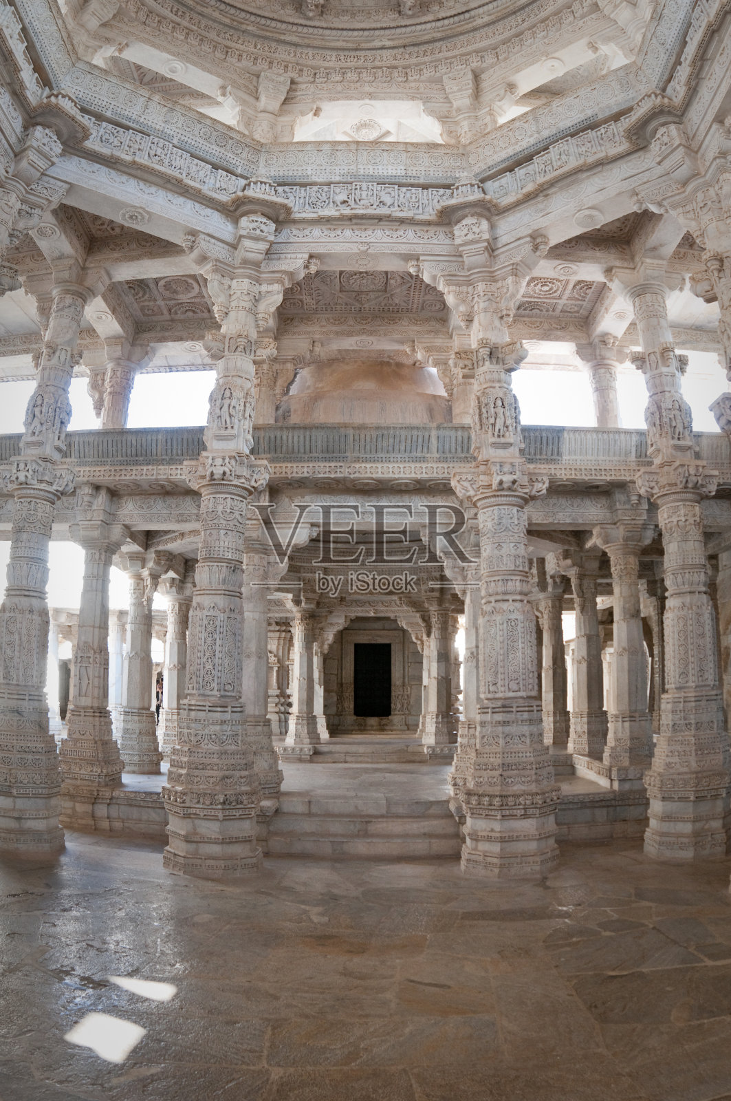 印度Ranakpur寺庙大厅照片摄影图片